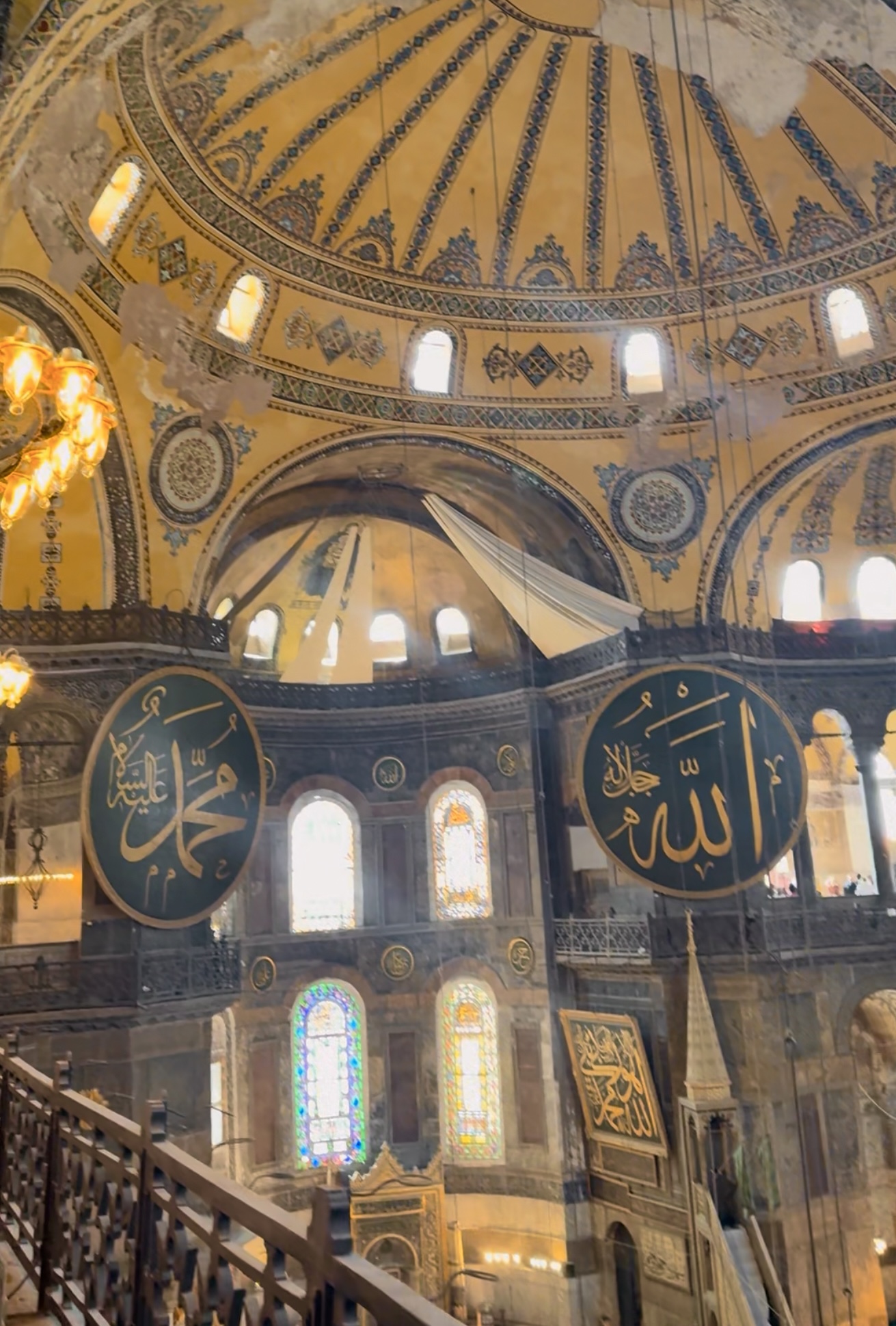 Hagia Sophia blue Dome mosque interior in Istanbul Turkey
