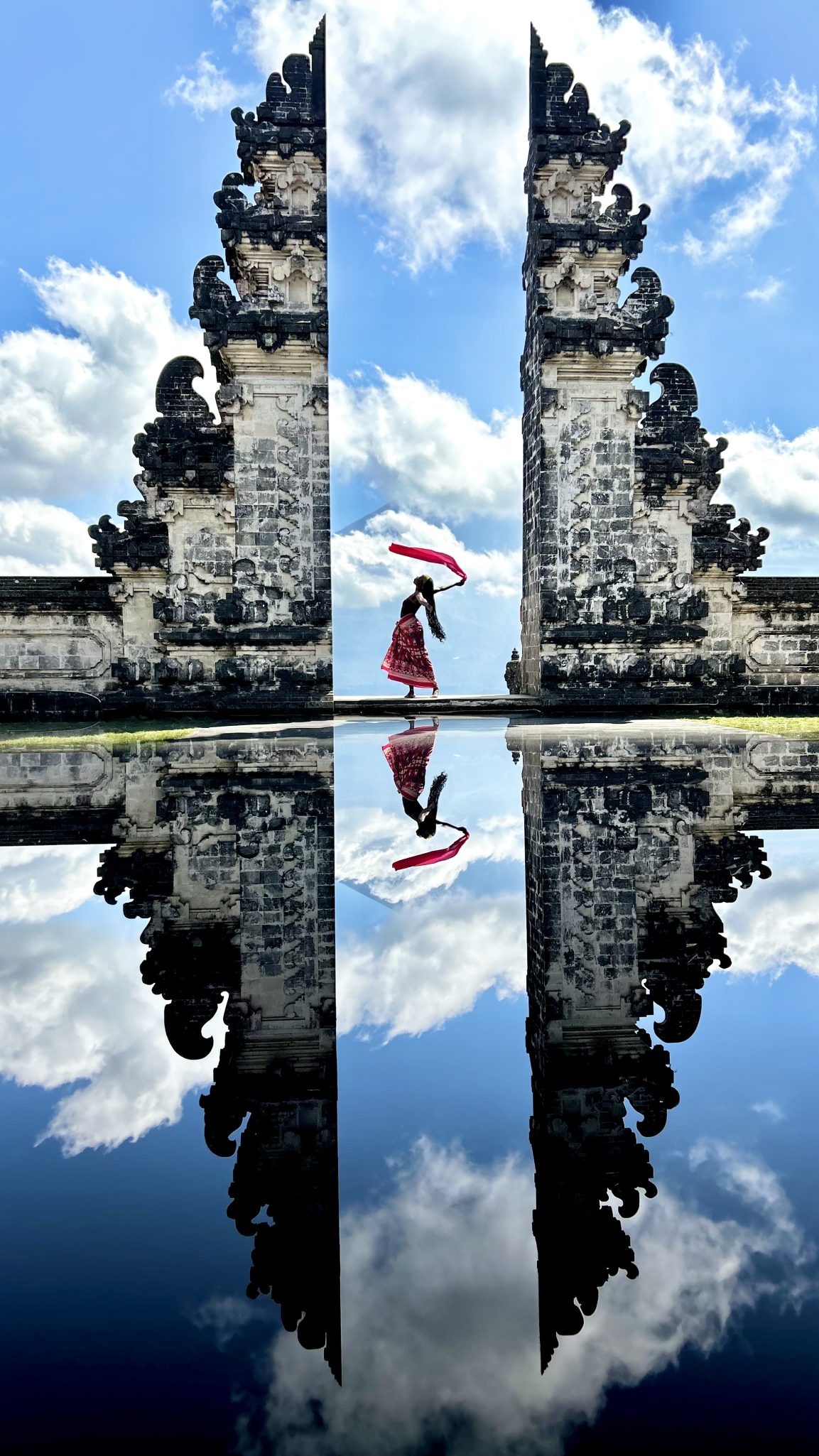 Sandra Zo Awodele travel photography in Bali gate reflection